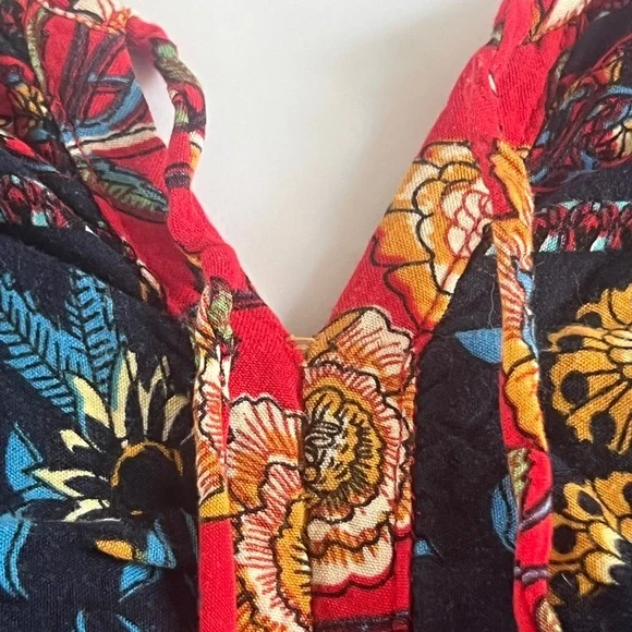 R. VIVIMOS Red Floral Boho Dress Size Large - Picture 5 of 8